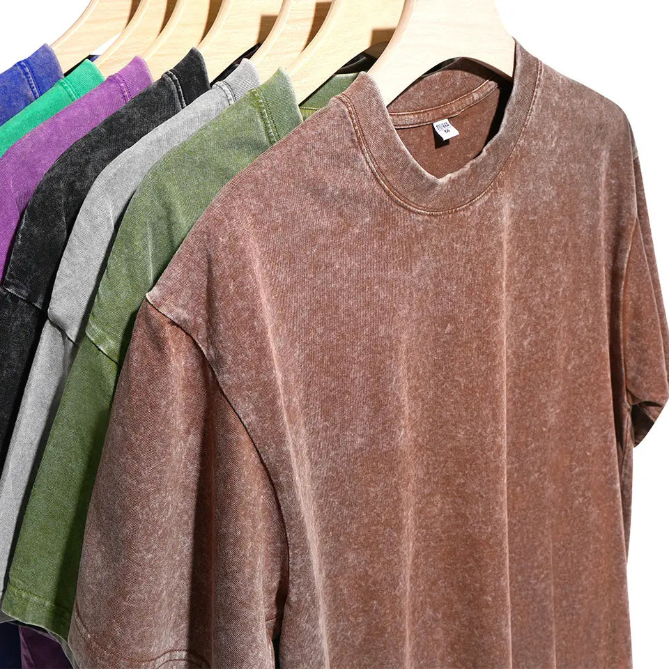 (5-Pack) Oversized Unisex Vintage Heavyweight Cotton T-Shirts