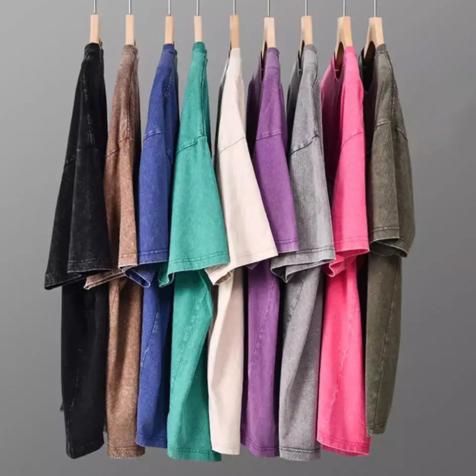 (5-Pack) Oversized Unisex Vintage Heavyweight Cotton T-Shirts